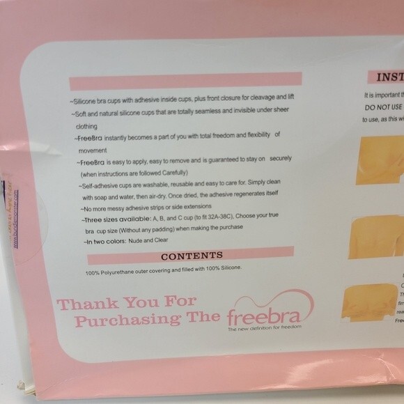 Freebra Size A Cup Strapless Backless Adhesive Silicone Nude Bra & Nipple Covers - Picture 7 of 15